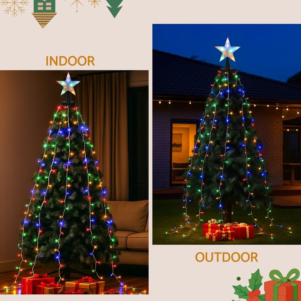 Jingle Jollys Occasions > Christmas > Outdoor Decorations & Lights Jingle Jollys 2.5M Christmas Lights Waterfall String Light 300 LED Star Topper