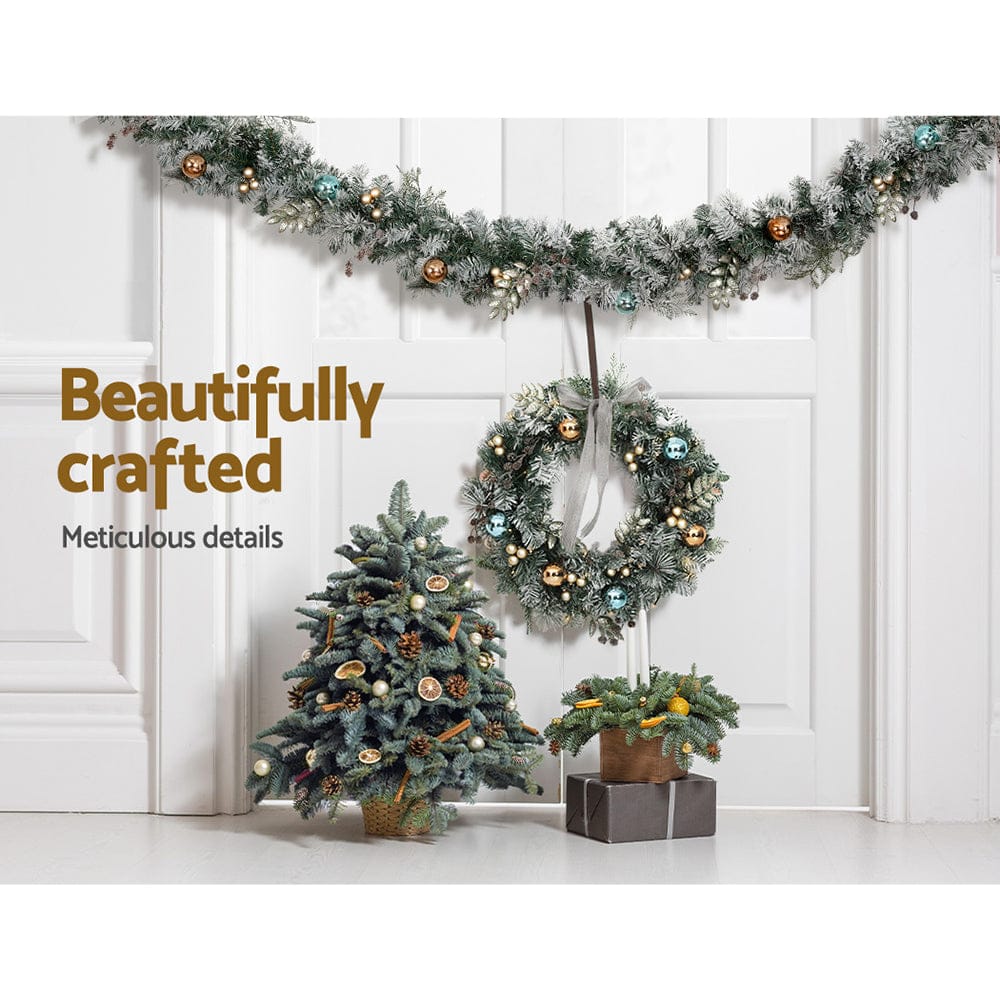 Jingle Jollys Occasions > Christmas > Outdoor Decorations & Lights Jingle Jollys 2.7m Christmas Garland with LED Lights Snowy Decoration Xmas Party