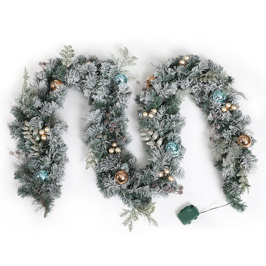 Jingle Jollys Occasions > Christmas > Outdoor Decorations & Lights Jingle Jollys 2.7m Christmas Garland with LED Lights Snowy Decoration Xmas Party