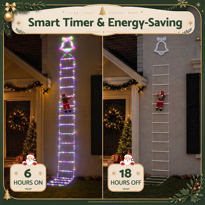 Jingle Jollys Occasions > Christmas > Outdoor Decorations & Lights Jingle Jollys 3.5M Christmas Lights 300 LED Ladder Light with Santa Claus Decor