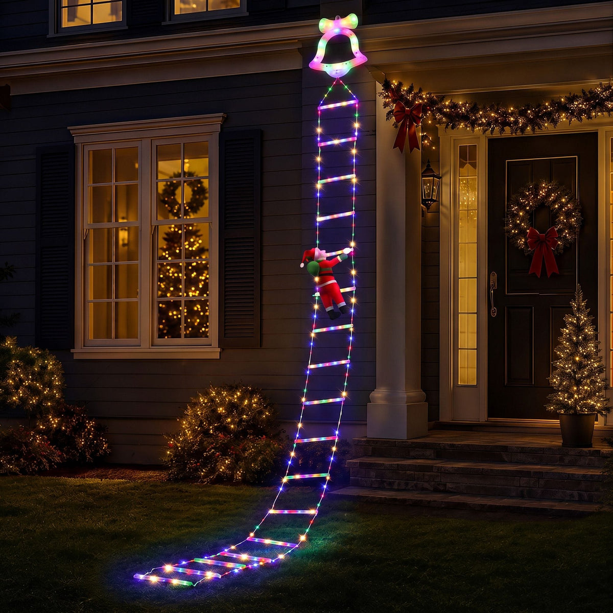 Jingle Jollys Occasions > Christmas > Outdoor Decorations & Lights Jingle Jollys 3.5M Christmas Lights 300 LED Ladder Light with Santa Claus Decor