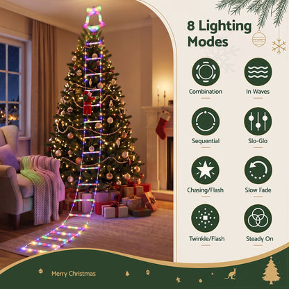 Jingle Jollys Occasions > Christmas > Outdoor Decorations & Lights Jingle Jollys 3.5M Christmas Lights 300 LED Ladder Light with Santa Claus Decor