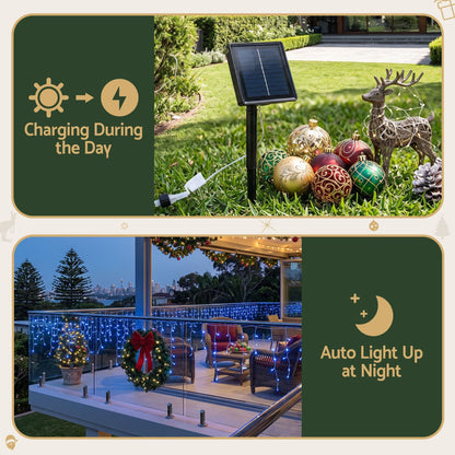 Jingle Jollys Occasions > Christmas > Outdoor Decorations & Lights Jingle Jollys 32M Christmas Lights Solar Icicle String Lights 960 LED Blue