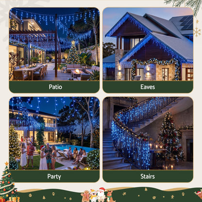 Jingle Jollys Occasions > Christmas > Outdoor Decorations & Lights Jingle Jollys 32M Christmas Lights Solar Icicle String Lights 960 LED Blue