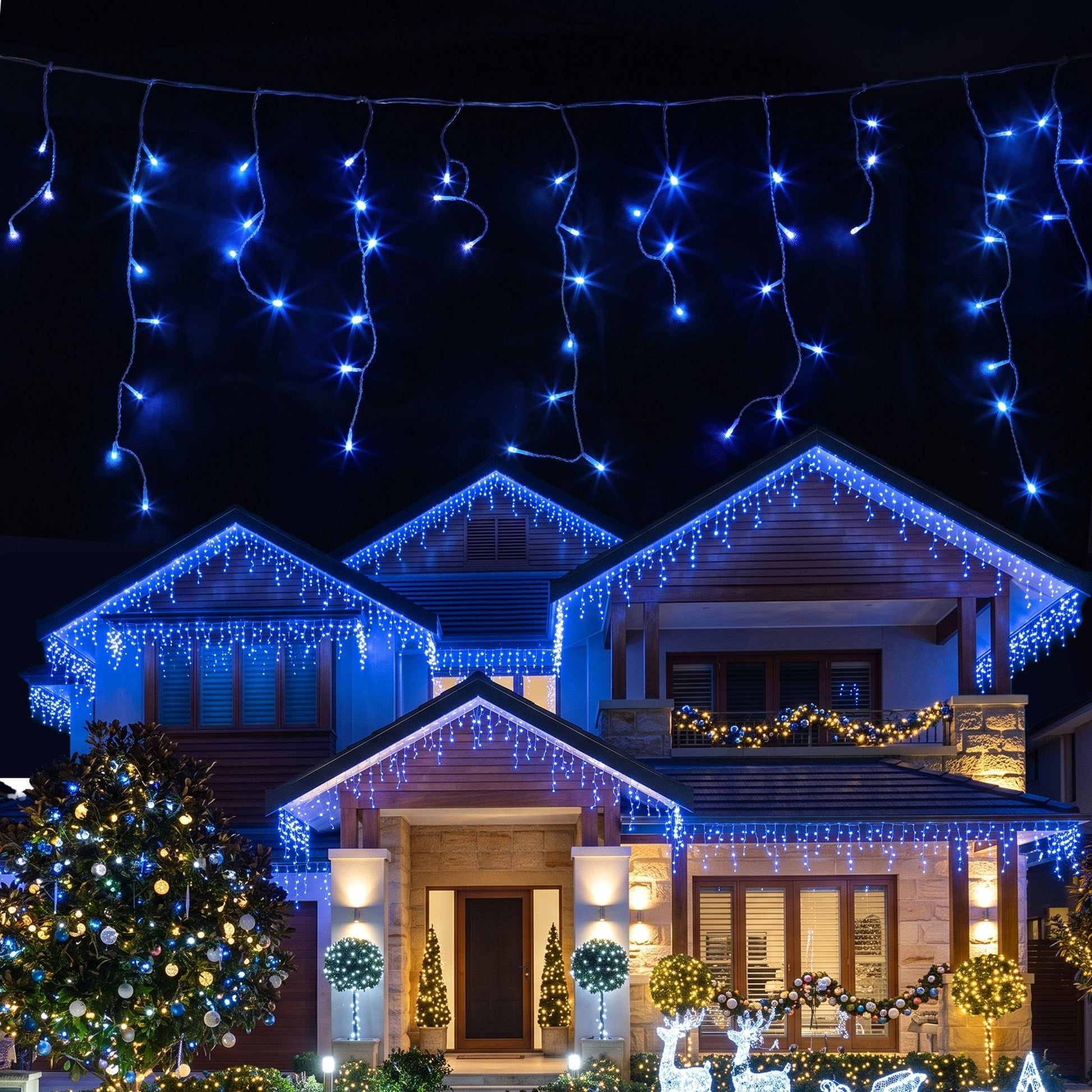 Jingle Jollys Occasions > Christmas > Outdoor Decorations & Lights Jingle Jollys 32M Christmas Lights Solar Icicle String Lights 960 LED Blue