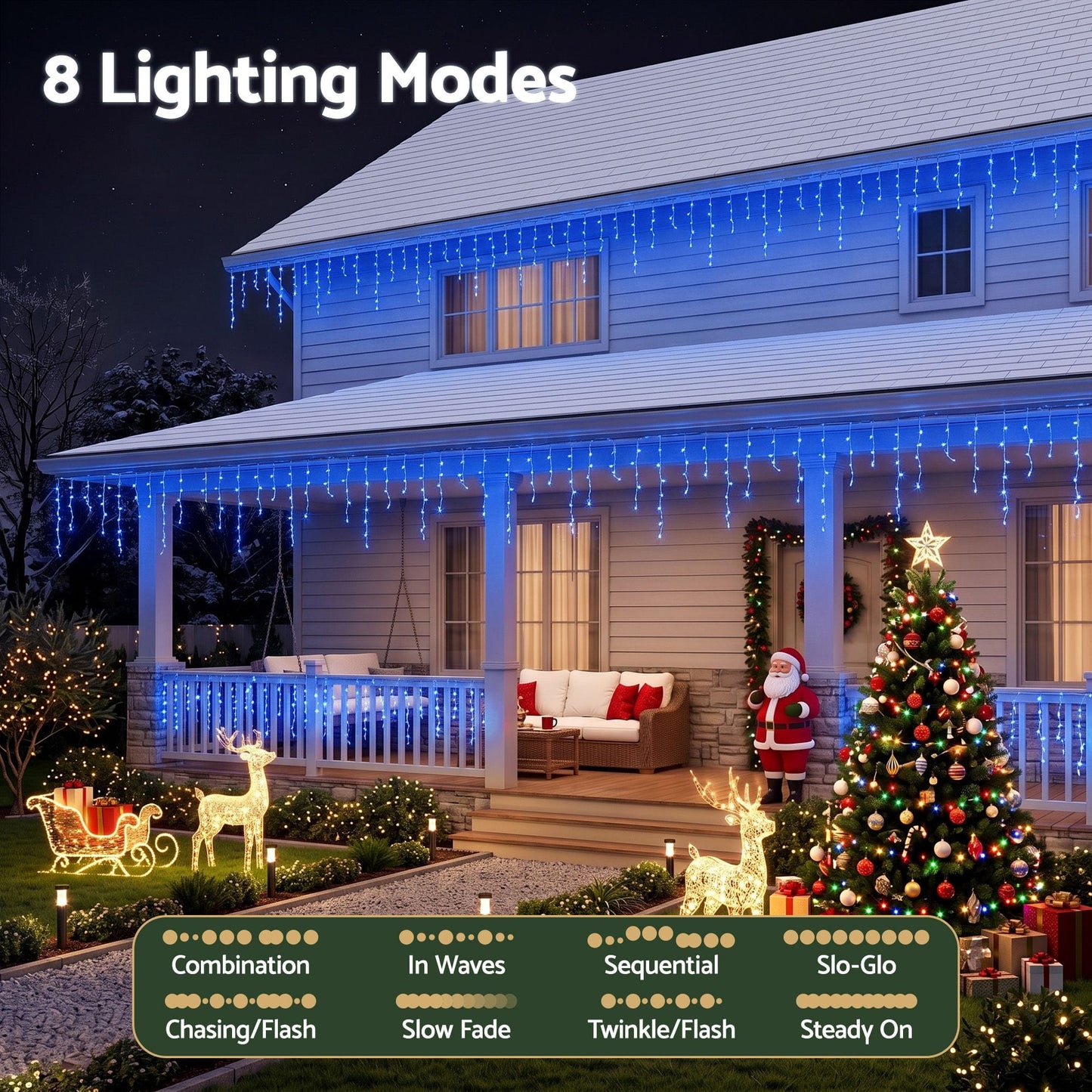 Jingle Jollys Occasions > Christmas > Outdoor Decorations & Lights Jingle Jollys 32M Christmas Lights Solar Icicle String Lights 960 LED Blue