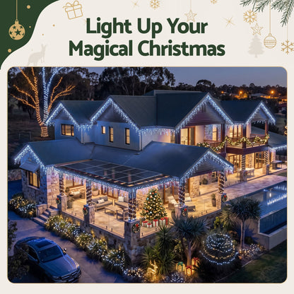 Jingle Jollys Occasions > Christmas > Outdoor Decorations & Lights Jingle Jollys 32M Christmas Lights Solar Icicle String Lights 960 LED Cool White