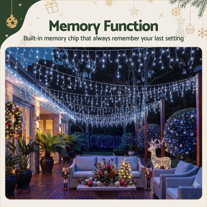 Jingle Jollys Occasions > Christmas > Outdoor Decorations & Lights Jingle Jollys 32M Christmas Lights Solar Icicle String Lights 960 LED Cool White