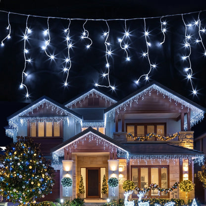 Jingle Jollys Occasions > Christmas > Outdoor Decorations & Lights Jingle Jollys 32M Christmas Lights Solar Icicle String Lights 960 LED Cool White