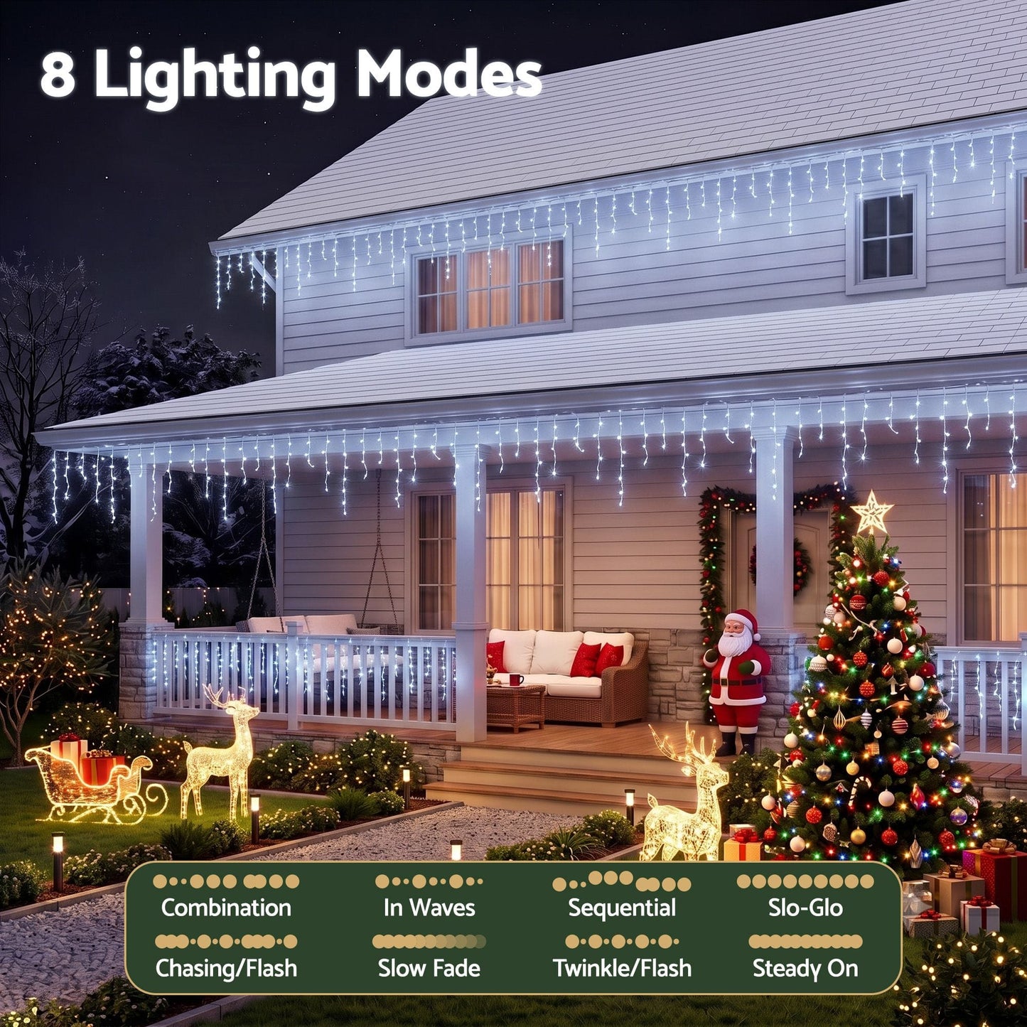 Jingle Jollys Occasions > Christmas > Outdoor Decorations & Lights Jingle Jollys 32M Christmas Lights Solar Icicle String Lights 960 LED Cool White