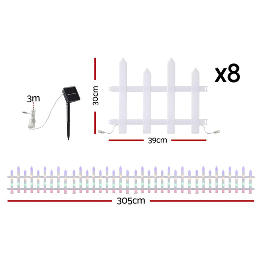 Jingle Jollys Occasions > Christmas > Outdoor Decorations & Lights Jingle Jollys 3m Solar Christmas Fence Lights Outdoor Garden Path Decor Multicolour 8pc