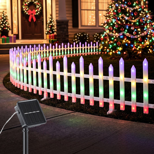 Jingle Jollys Occasions > Christmas > Outdoor Decorations & Lights Jingle Jollys 3m Solar Christmas Fence Lights Outdoor Garden Path Decor Multicolour 8pc