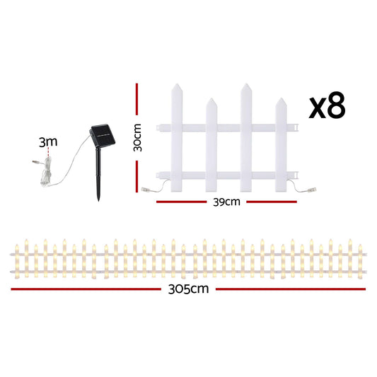 Jingle Jollys Occasions > Christmas > Outdoor Decorations & Lights Jingle Jollys 3m Solar Christmas Fence Lights Outdoor Garden Path Decor Warm White 8pc