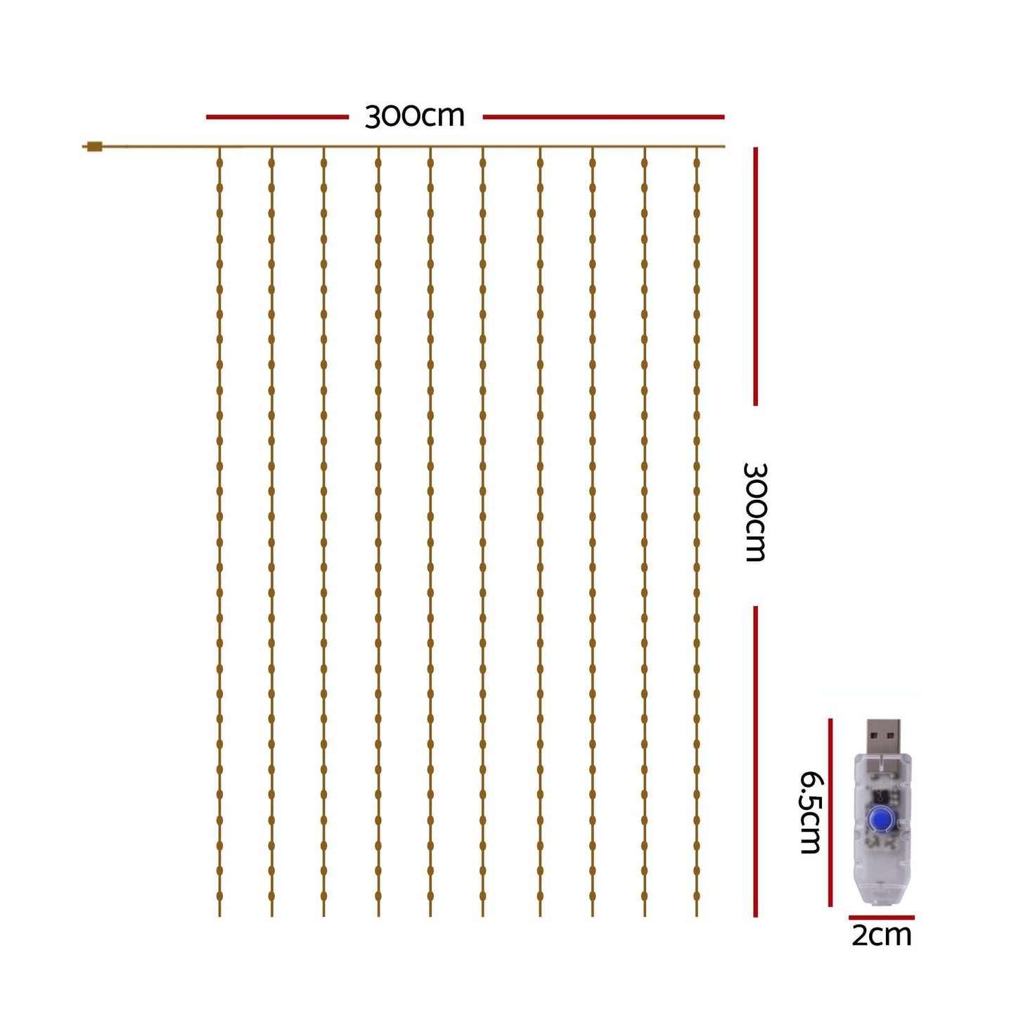 Jingle Jollys Occasions > Christmas > Outdoor Decorations & Lights Jingle Jollys 3X3M Christmas Lights Curtain String Light 300 LED Cool White