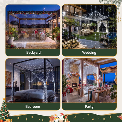 Jingle Jollys Occasions > Christmas > Outdoor Decorations & Lights Jingle Jollys 3X3M Christmas Lights Curtain String Light 300 LED Cool White