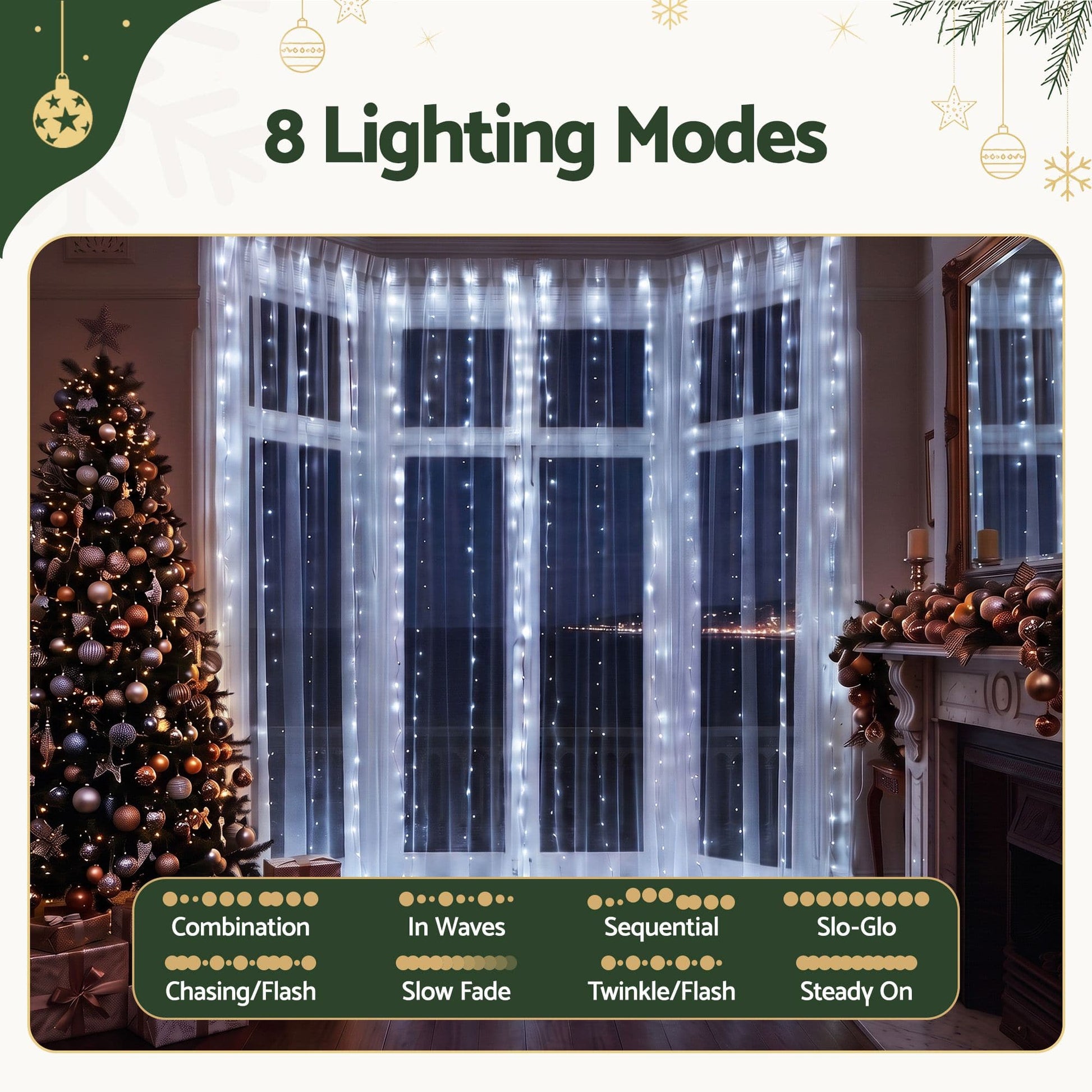 Jingle Jollys Occasions > Christmas > Outdoor Decorations & Lights Jingle Jollys 3X3M Christmas Lights Curtain String Light 300 LED Cool White