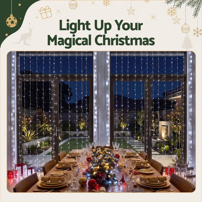 Jingle Jollys Occasions > Christmas > Outdoor Decorations & Lights Jingle Jollys 3X3M Christmas Lights Curtain String Light 300 LED Cool White