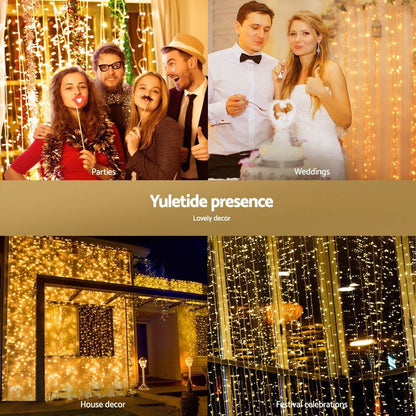 Jingle Jollys Occasions > Christmas > Outdoor Decorations & Lights Jingle Jollys 3X3M Christmas Lights Curtain String Light 300 LED Warm White