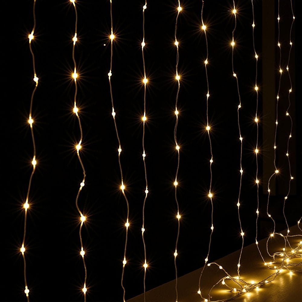 Jingle Jollys Occasions > Christmas > Outdoor Decorations & Lights Jingle Jollys 3X3M Christmas Lights Curtain String Light 300 LED Warm White