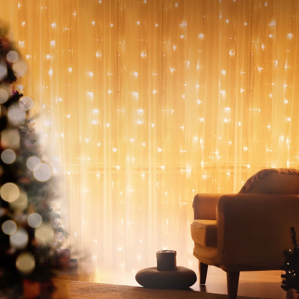 Jingle Jollys Occasions > Christmas > Outdoor Decorations & Lights Jingle Jollys 3X3M Christmas Lights Curtain String Light 300 LED Warm White