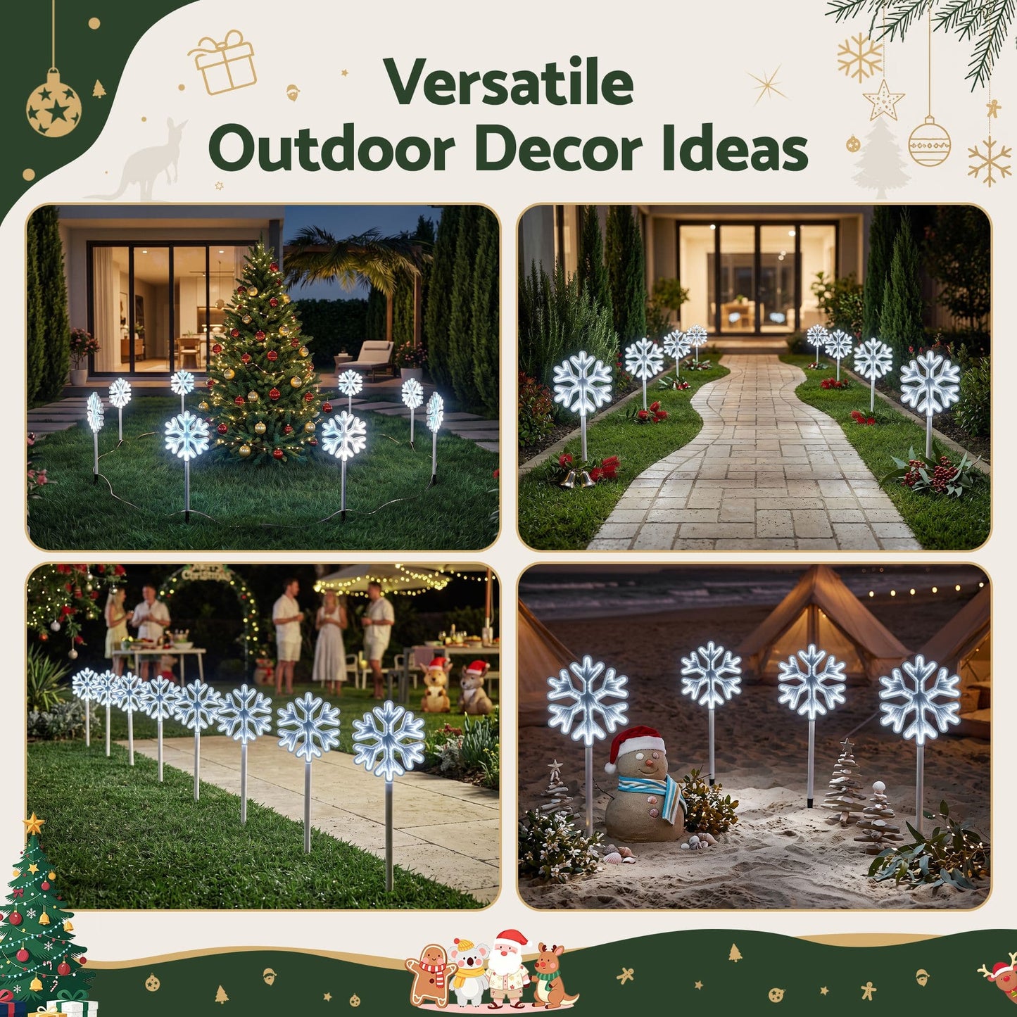 Jingle Jollys Occasions > Christmas > Outdoor Decorations & Lights Jingle Jollys 4 Pack Christmas Lights Path Lights Garden Decoration Outdoor Pathway Lighting