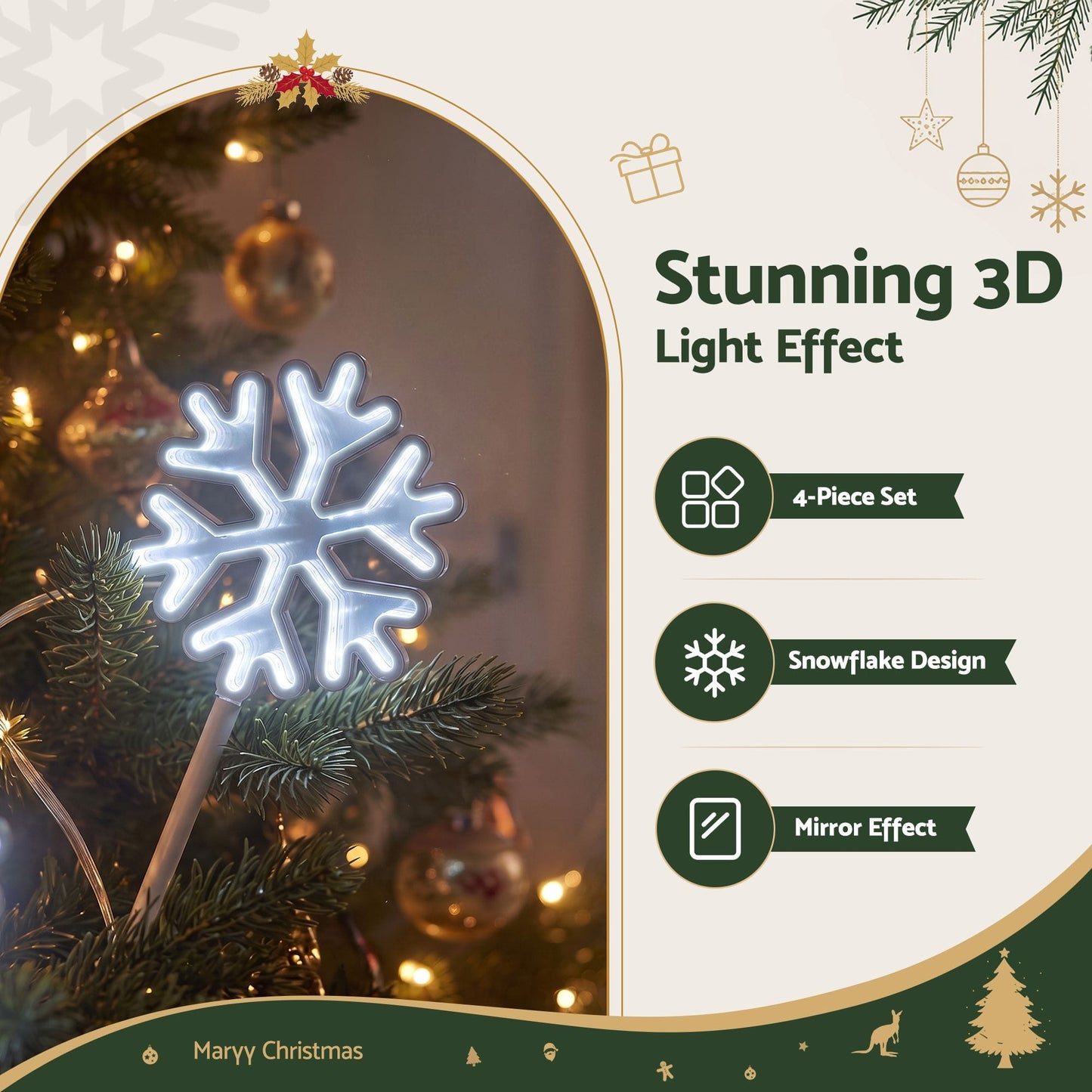 Jingle Jollys Occasions > Christmas > Outdoor Decorations & Lights Jingle Jollys 4 Pack Christmas Lights Path Lights Garden Decoration Outdoor Pathway Lighting