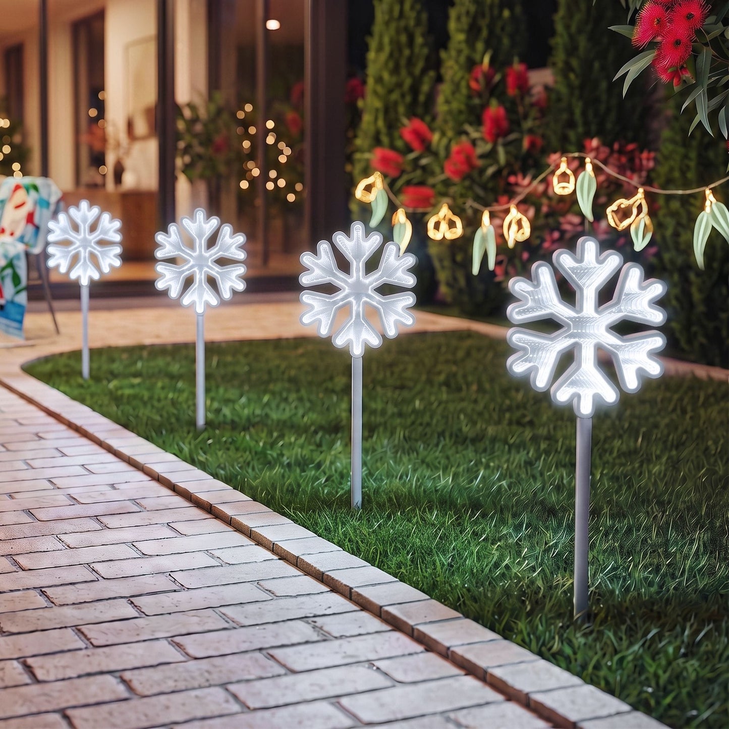 Jingle Jollys Occasions > Christmas > Outdoor Decorations & Lights Jingle Jollys 4 Pack Christmas Lights Path Lights Garden Decoration Outdoor Pathway Lighting