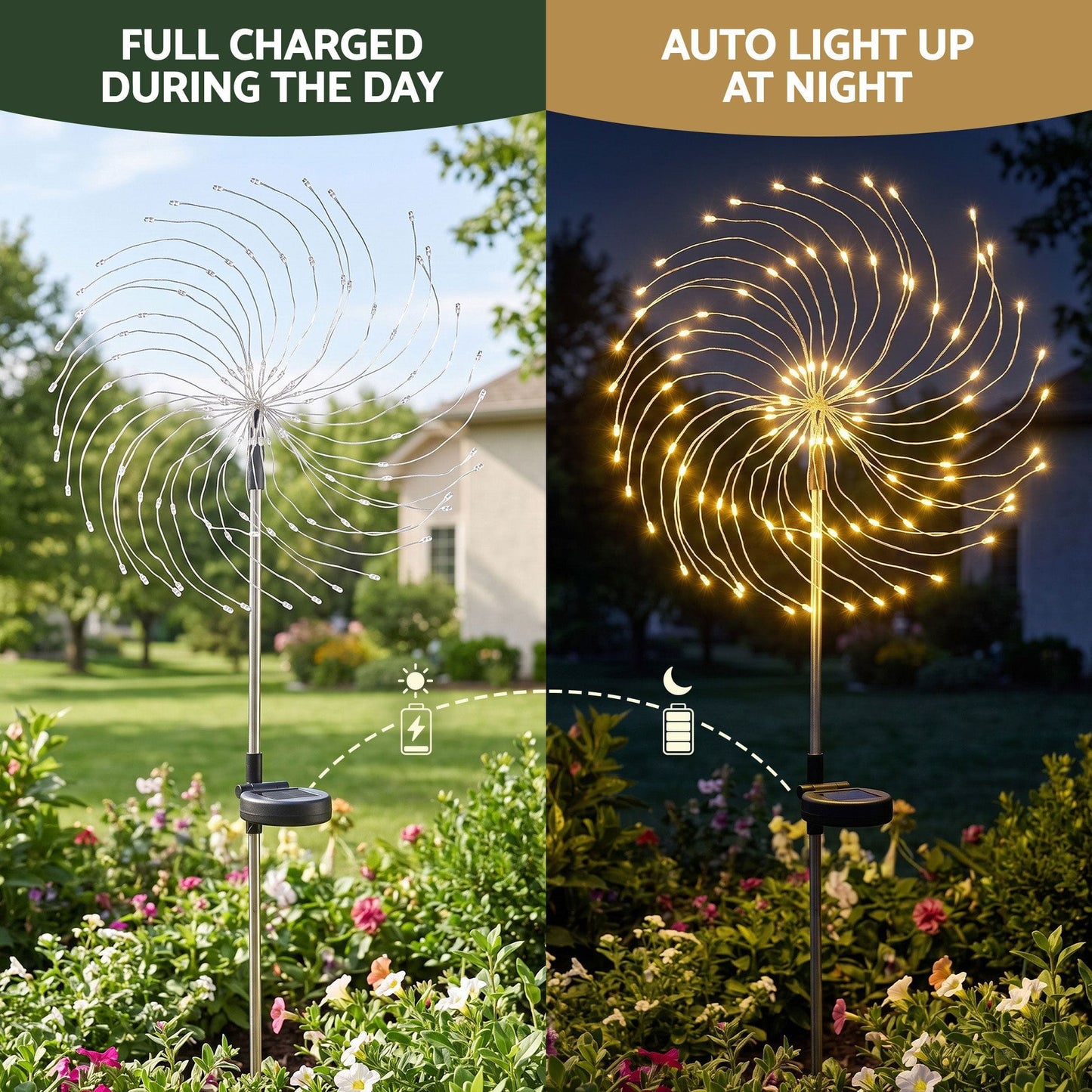 Jingle Jollys Occasions > Christmas > Outdoor Decorations & Lights Jingle Jollys 4 Pack Christmas Lights Solar Firework Outdoor Garden Lights DIY Decoration Warm White
