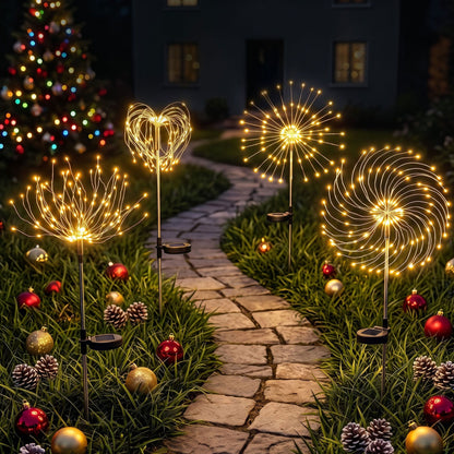 Jingle Jollys Occasions > Christmas > Outdoor Decorations & Lights Jingle Jollys 4 Pack Christmas Lights Solar Firework Outdoor Garden Lights DIY Decoration Warm White