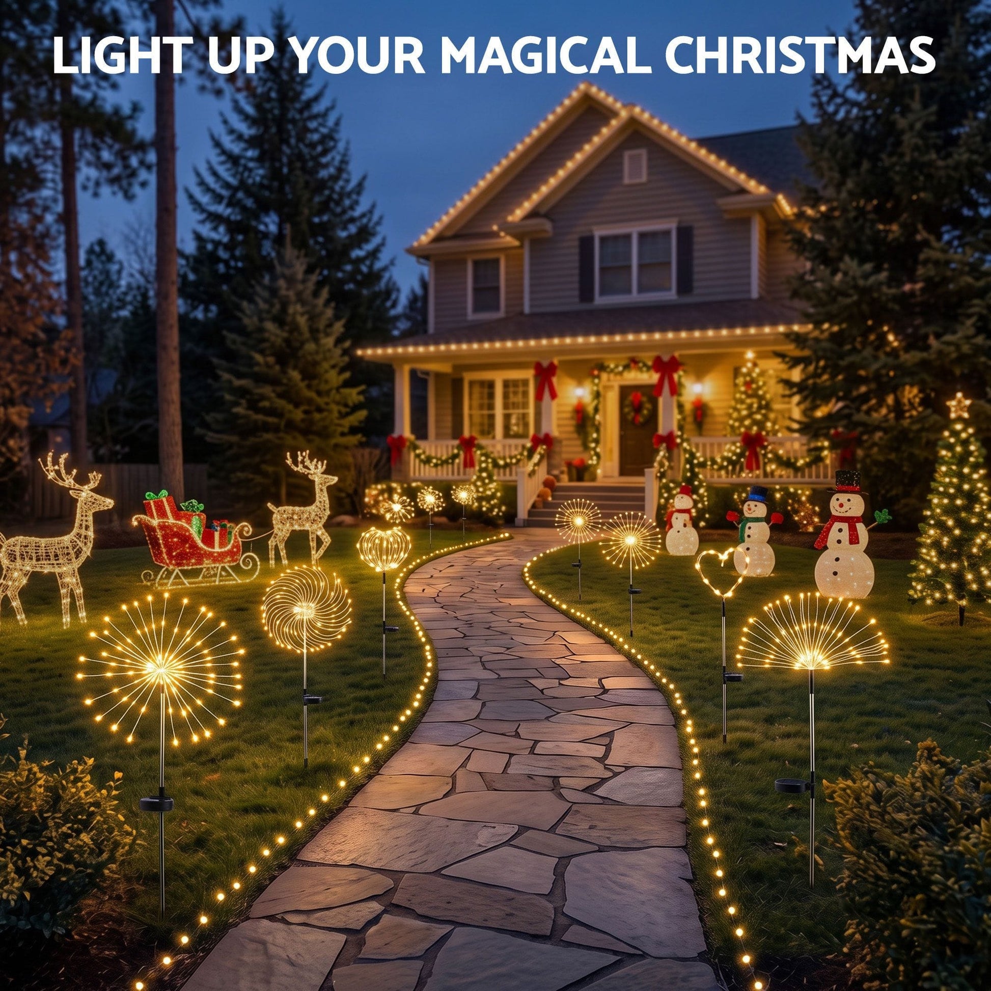 Jingle Jollys Occasions > Christmas > Outdoor Decorations & Lights Jingle Jollys 4 Pack Christmas Lights Solar Firework Outdoor Garden Lights DIY Decoration Warm White