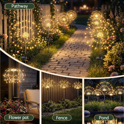 Jingle Jollys Occasions > Christmas > Outdoor Decorations & Lights Jingle Jollys 4 Pack Christmas Lights Solar Firework Outdoor Garden Lights DIY Decoration Warm White
