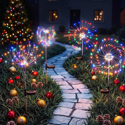 Jingle Jollys Occasions > Christmas > Outdoor Decorations & Lights Jingle Jollys 4 Pack Christmas Path Lights Solar Firework Garden Decoration Multicolour
