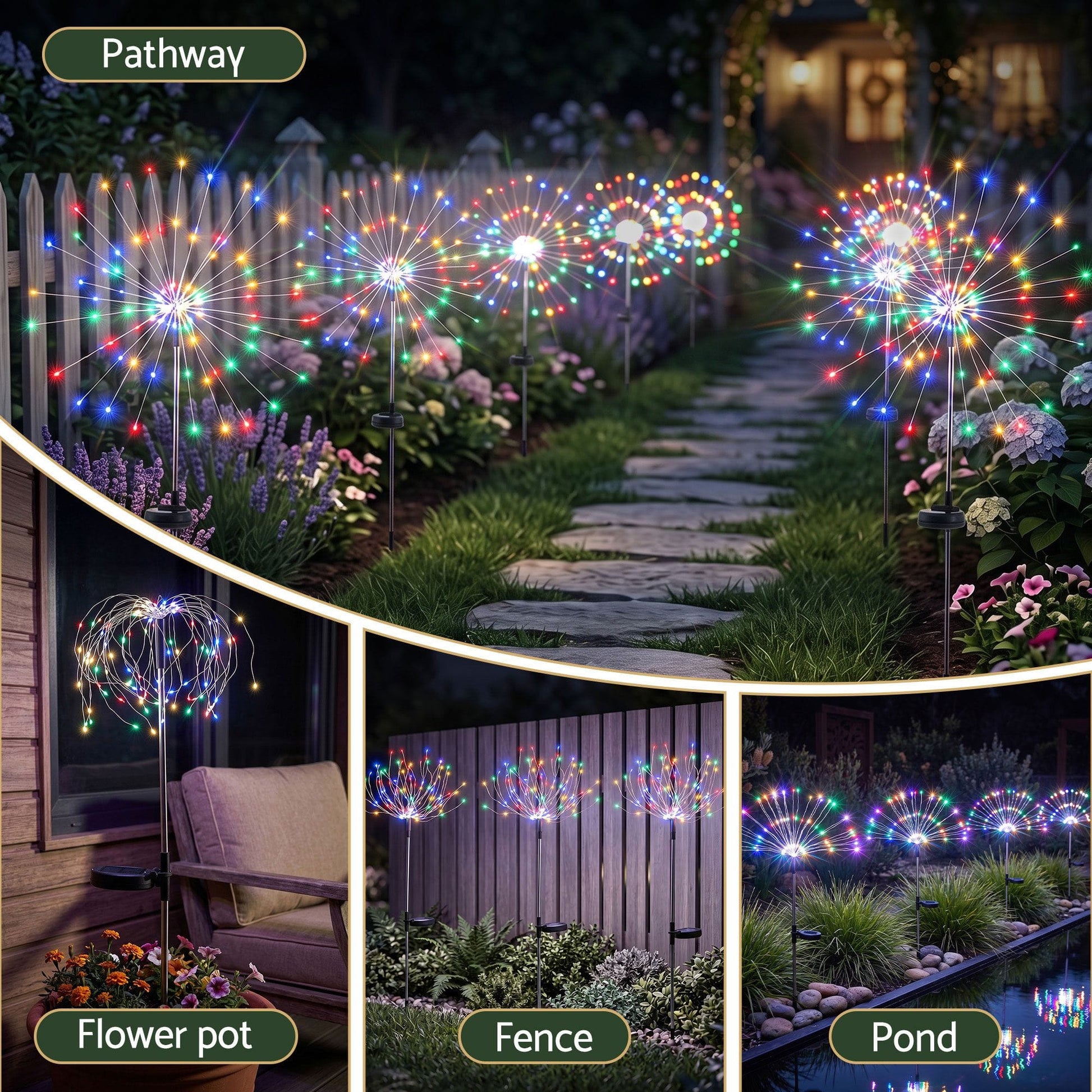 Jingle Jollys Occasions > Christmas > Outdoor Decorations & Lights Jingle Jollys 4 Pack Christmas Path Lights Solar Firework Garden Decoration Multicolour