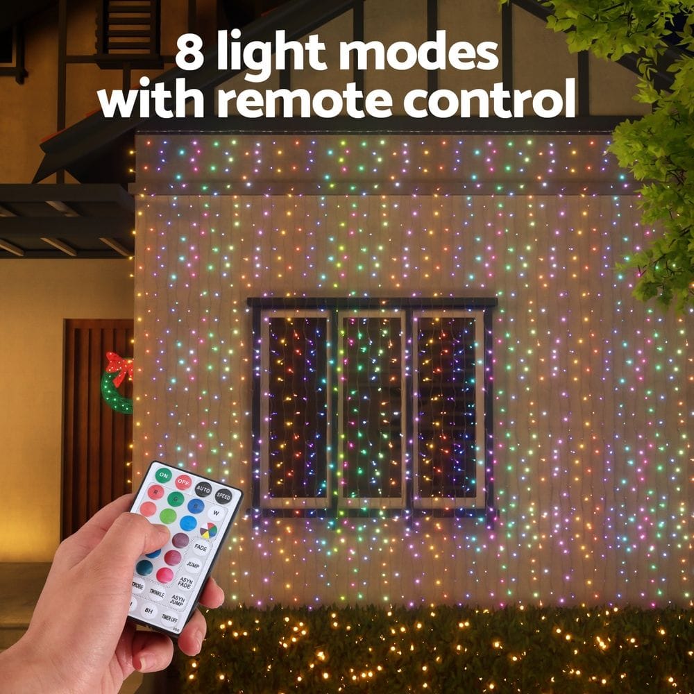 Jingle Jollys Occasions > Christmas > Outdoor Decorations & Lights Jingle Jollys 6x3m Christmas Curtain Lights 960 LED RGB Remote Hanging Fairy Backdrop