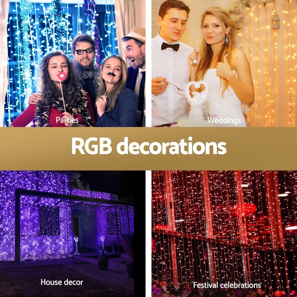 Jingle Jollys Occasions > Christmas > Outdoor Decorations & Lights Jingle Jollys 6x3m Christmas Curtain Lights 960 LED RGB Remote Hanging Fairy Backdrop