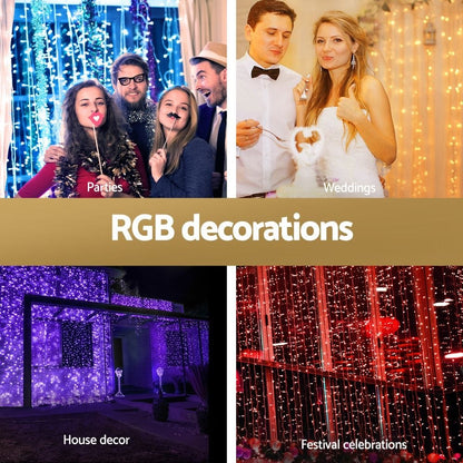 Jingle Jollys Occasions > Christmas > Outdoor Decorations & Lights Jingle Jollys 6x3m Christmas Curtain Lights 960 LED RGB Remote Hanging Fairy Backdrop