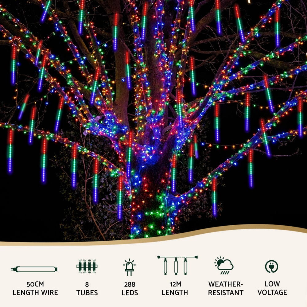 Jingle Jollys Occasions > Christmas > Outdoor Decorations & Lights Jingle Jollys 7M Christmas Lights Shower Light 288 LED Icicle Falling Metor
