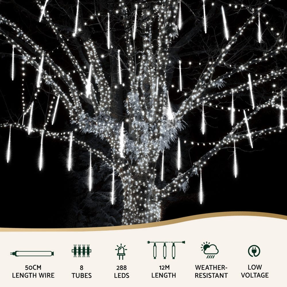 Jingle Jollys Occasions > Christmas > Outdoor Decorations & Lights Jingle Jollys 7M Christmas Lights Shower Light 288 LED Icicle Falling Metor