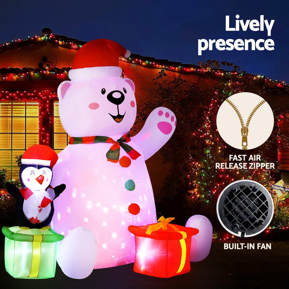 Jingle Jollys Occasions > Christmas > Outdoor Decorations & Lights Jingle Jollys Christmas Inflatable Bear 1.8M Height LED Outdoor Decorations Illuminated