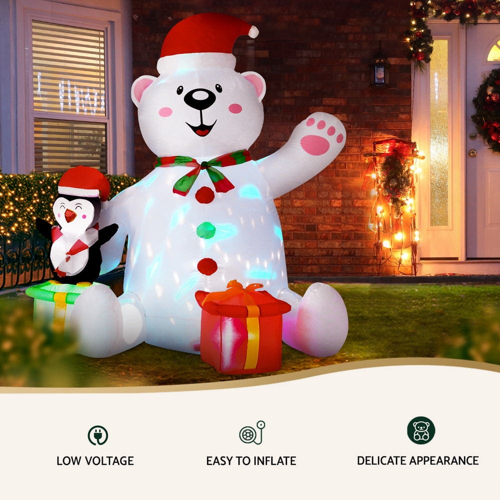 Jingle Jollys Occasions > Christmas > Outdoor Decorations & Lights Jingle Jollys Christmas Inflatable Bear 1.8M Height LED Outdoor Decorations Illuminated