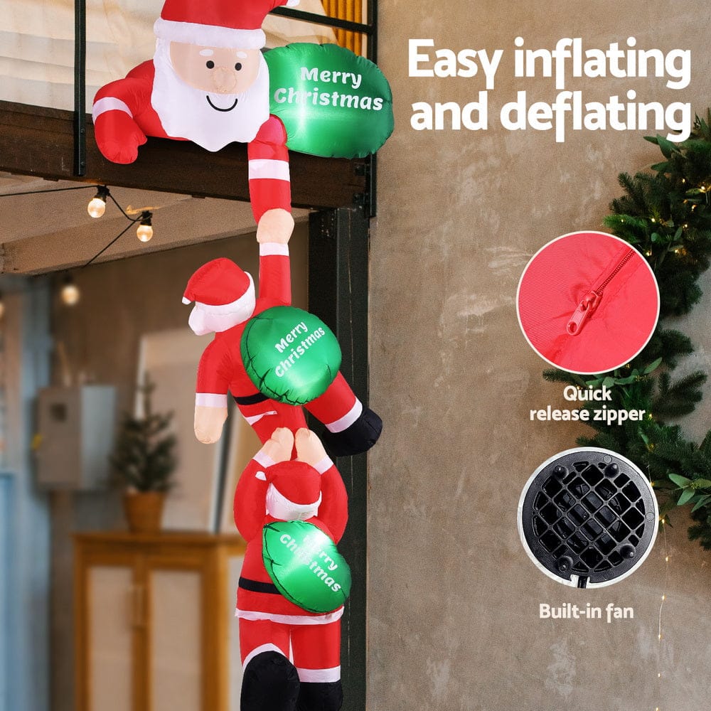 Jingle Jollys Occasions > Christmas > Outdoor Decorations & Lights Jingle Jollys Christmas Inflatable Climbing Santa 2.5M Height LED Decorations Illuminated