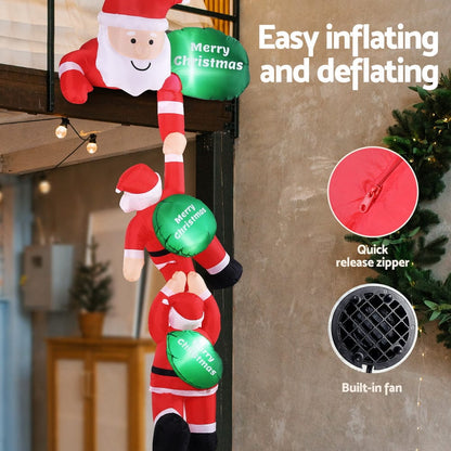 Jingle Jollys Occasions > Christmas > Outdoor Decorations & Lights Jingle Jollys Christmas Inflatable Climbing Santa 2.5M Height LED Decorations Illuminated