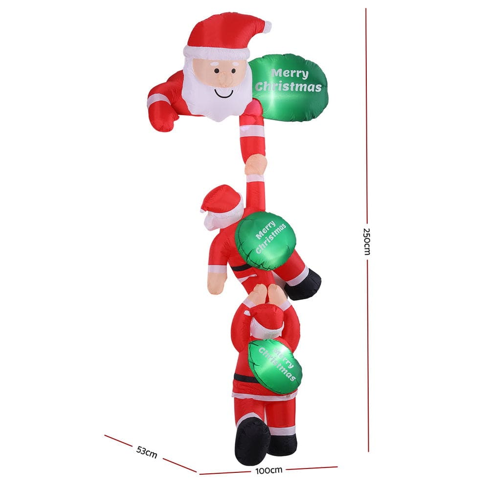 Jingle Jollys Occasions > Christmas > Outdoor Decorations & Lights Jingle Jollys Christmas Inflatable Climbing Santa 2.5M Height LED Decorations Illuminated