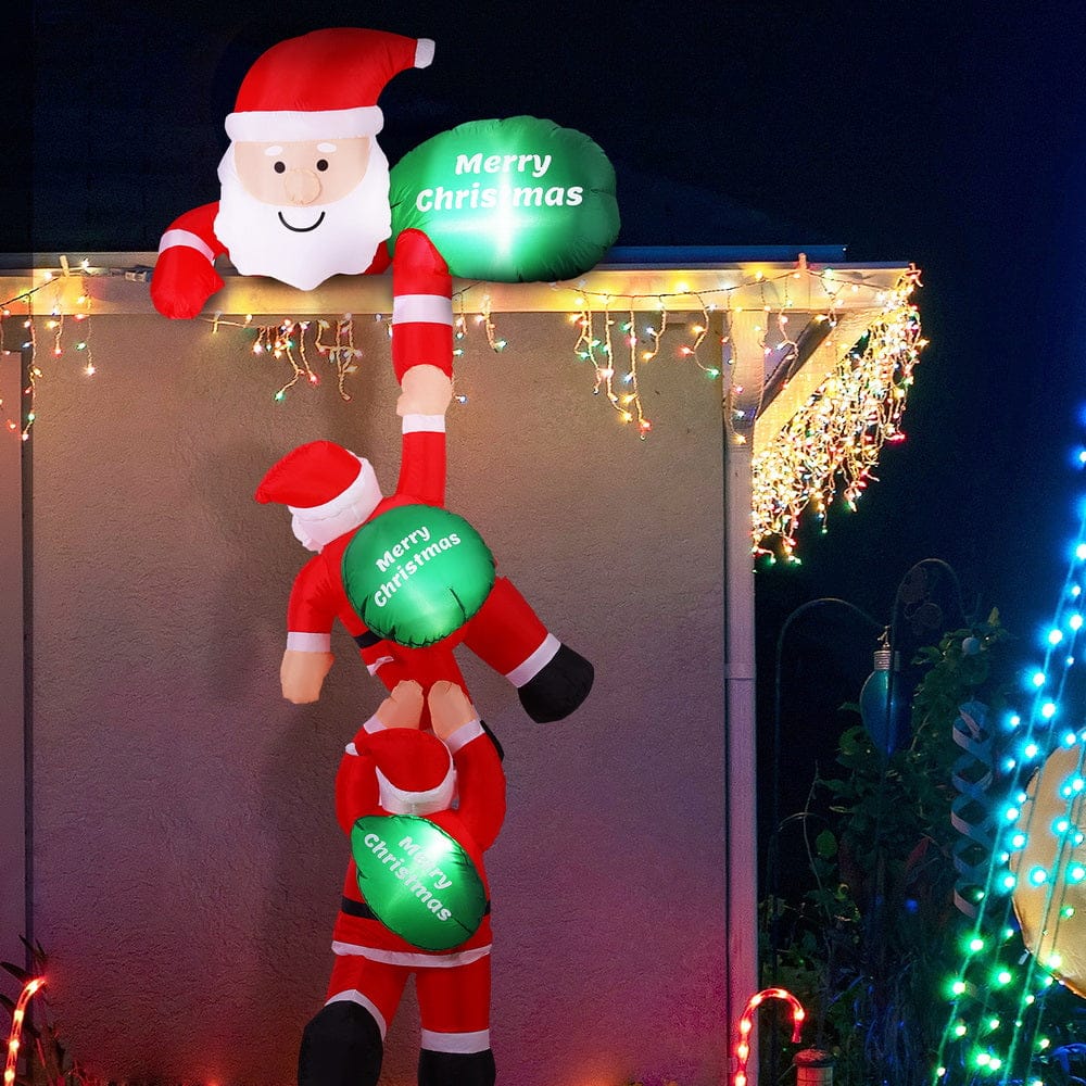 Jingle Jollys Occasions > Christmas > Outdoor Decorations & Lights Jingle Jollys Christmas Inflatable Climbing Santa 2.5M Height LED Decorations Illuminated