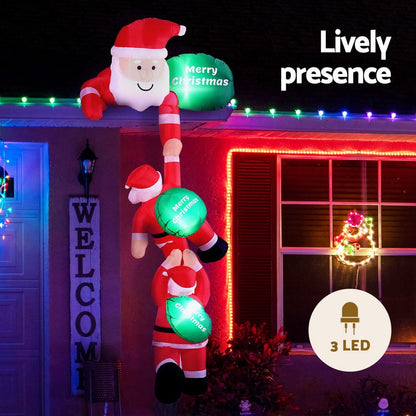 Jingle Jollys Occasions > Christmas > Outdoor Decorations & Lights Jingle Jollys Christmas Inflatable Climbing Santa 2.5M Height LED Decorations Illuminated