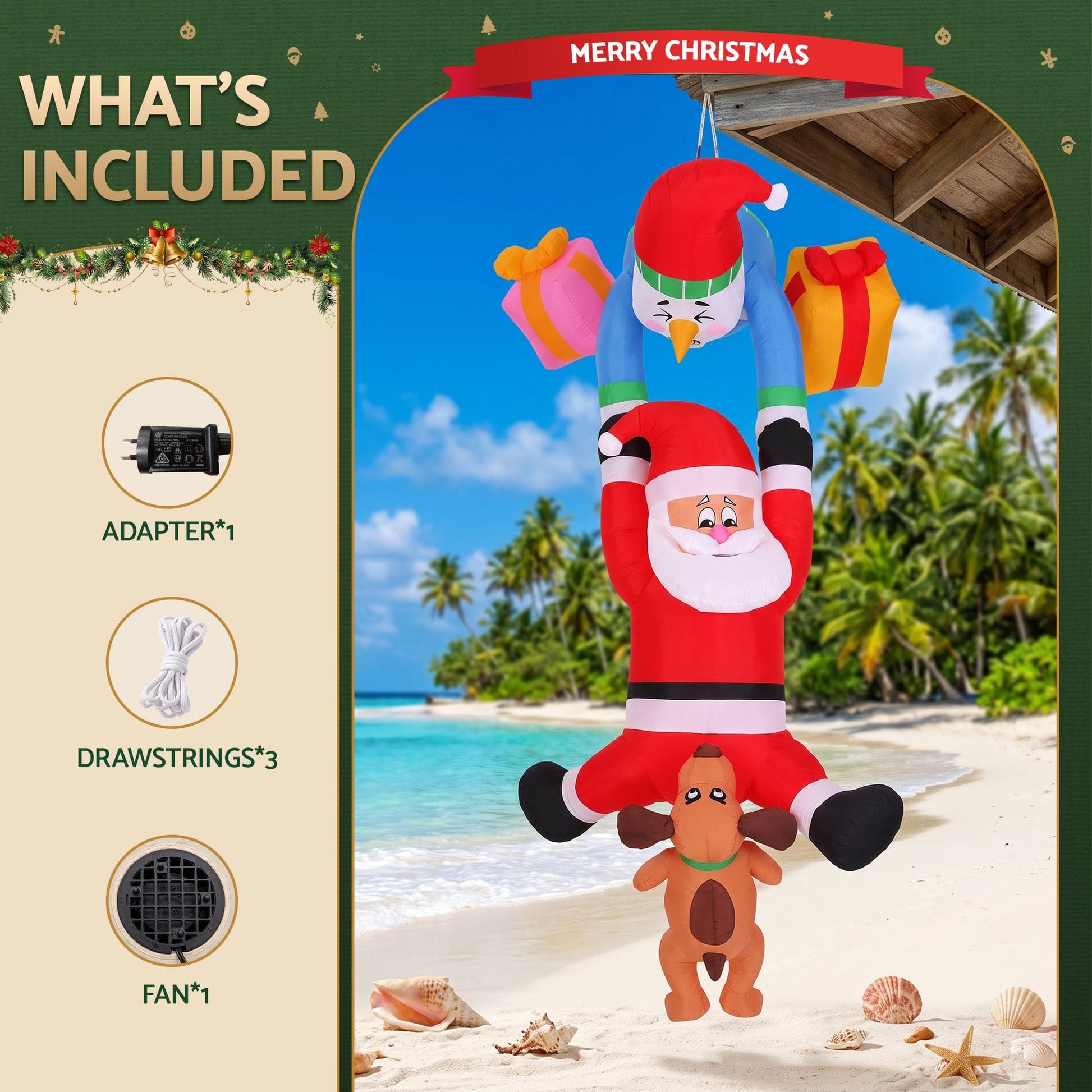 Jingle Jollys Occasions > Christmas > Outdoor Decorations & Lights Jingle Jollys Christmas Inflatable Climbing Santa 3.5M Height LED Decorations Illuminated
