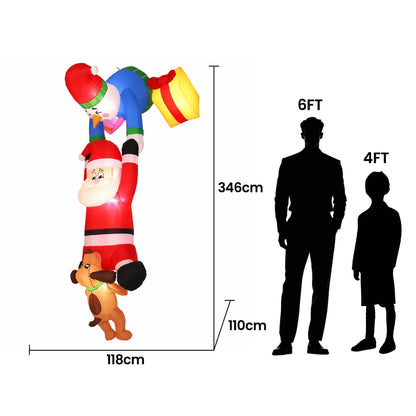 Jingle Jollys Occasions > Christmas > Outdoor Decorations & Lights Jingle Jollys Christmas Inflatable Climbing Santa 3.5M Height LED Decorations Illuminated