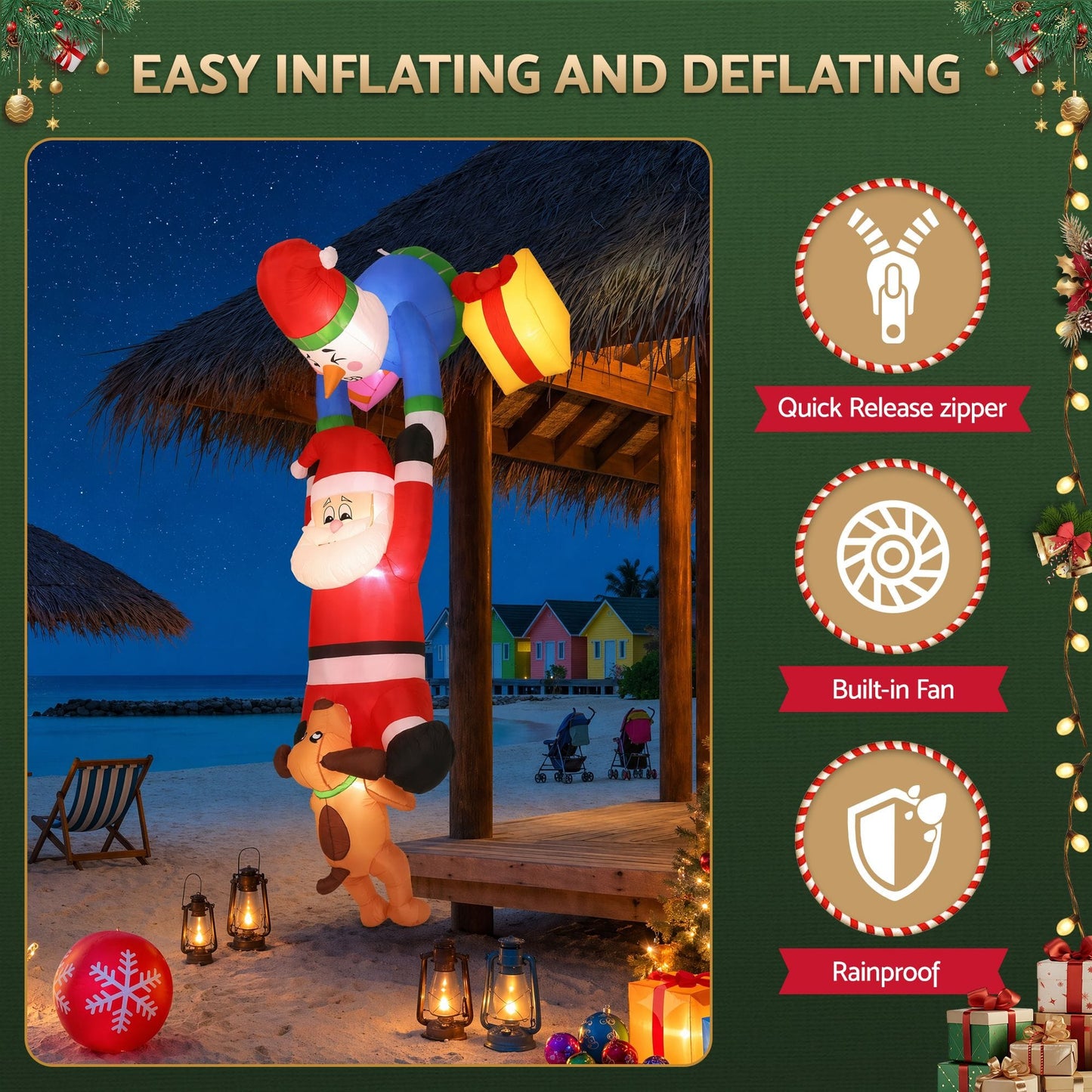 Jingle Jollys Occasions > Christmas > Outdoor Decorations & Lights Jingle Jollys Christmas Inflatable Climbing Santa 3.5M Height LED Decorations Illuminated