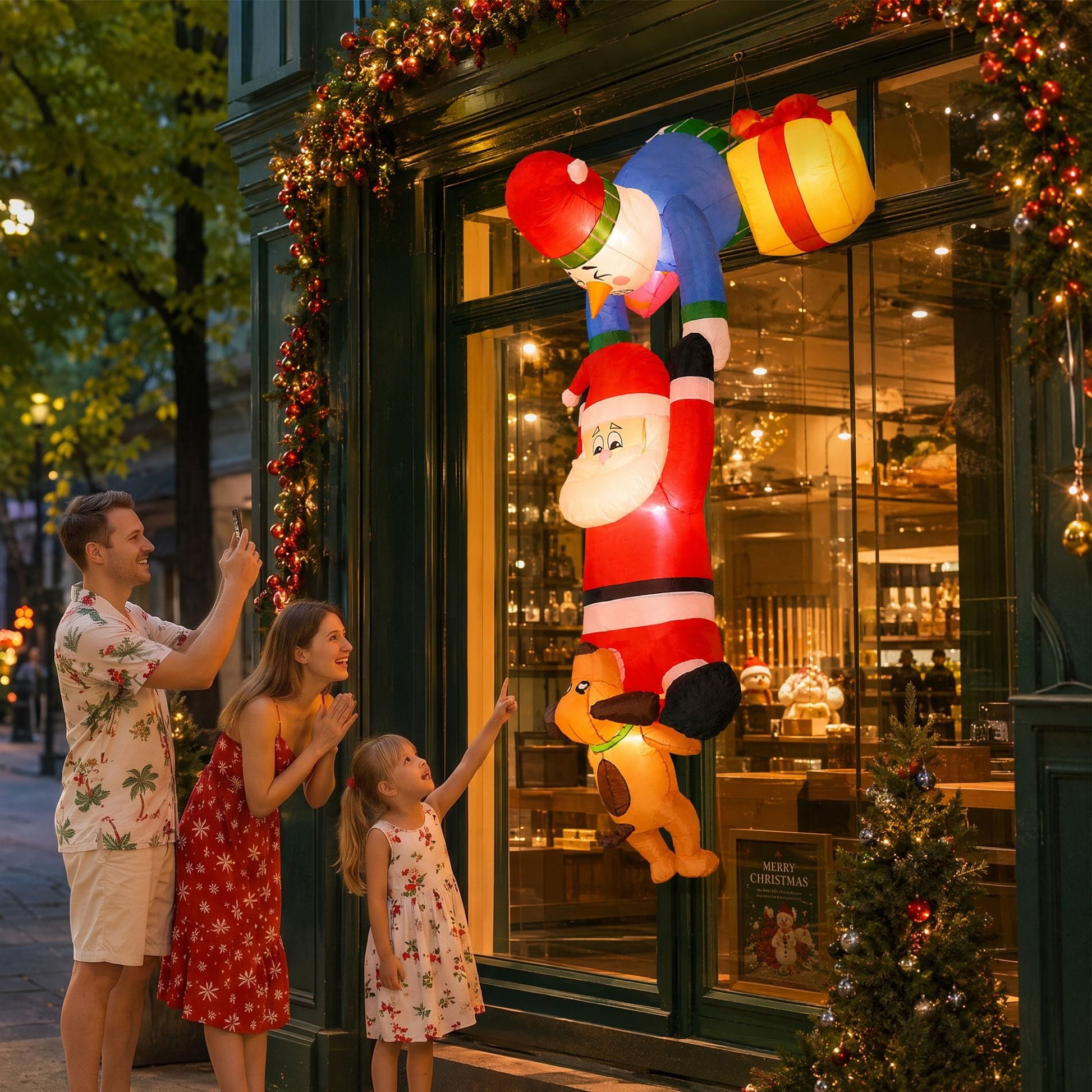 Jingle Jollys Occasions > Christmas > Outdoor Decorations & Lights Jingle Jollys Christmas Inflatable Climbing Santa 3.5M Height LED Decorations Illuminated