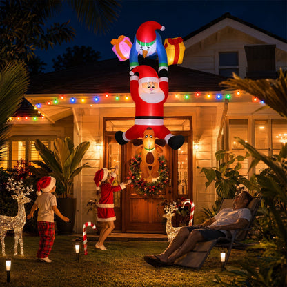 Jingle Jollys Occasions > Christmas > Outdoor Decorations & Lights Jingle Jollys Christmas Inflatable Climbing Santa 3.5M Height LED Decorations Illuminated